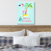 Toile Flamant rose Rose Dans Un Chapeau De Père Noël Par (Insitu(Chambre))