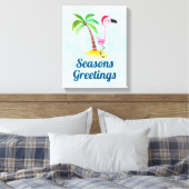 Toile Flamant rose rose Joyeuses Fêtes à Santa Hat (Insitu(Chambre))