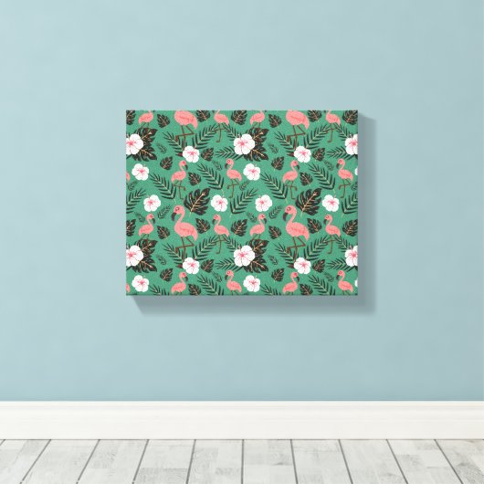 Toile Flamant rose rose motif transparent sur arrière - (Insitu (Plancher de Bois))