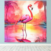 Toile Flamant rose tropicale dynamique (Insitu (Plancher de Bois))