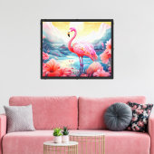 Toile Flamant Tropical avec Fleurs (Insitu(Salon))