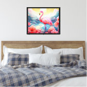 Toile Flamant Tropical avec Fleurs (Insitu(Chambre))