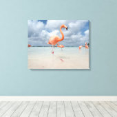 Toile Flamants roses Beach Aruba (Insitu (Plancher de Bois))