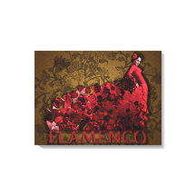 Flamenca Lady Espagne Danse Art rouge noir brun