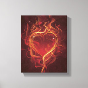 Toile FlamingFlamingHeart feu d'amour rouge foncé flamme