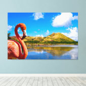 Toile Flamingo des Caraïbes à St kitts Triptych (Insitu (Plancher de Bois))