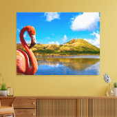 Toile Flamingo des Caraïbes à St kitts Triptych (Insitu(Salon))