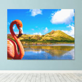 Toile Flamingo des Caraïbes à St kitts Triptych (Insitu (Plancher de Bois))