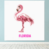 Toile Flamingo gemalter pinker Flamingo  (Insitu (Plancher de Bois))