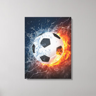 Toile Flamme Football/Balle de Football Jeu d'oreiller