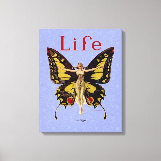 Toile Flapper Butterfly Flying Woman Illustration (Recto)