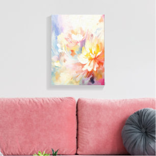 Toile Fleur abstrait aquarelle pastel