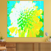 Toile Fleur Abstraite en Pingouin Jaune et Vert (Insitu(Salon))