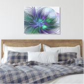 Toile Fleur Abstraite Moderne Art Fractal Vert Violet (Insitu(Chambre))