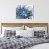 Toile Fleur Abstraite Moderne Art Fractal Vert Violet (Insitu(Chambre))