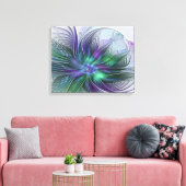 Toile Fleur Abstraite Moderne Art Fractal Vert Violet (Insitu(Salon))
