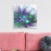 Toile Fleur Abstraite Moderne Art Fractal Vert Violet (Insitu(Salon))