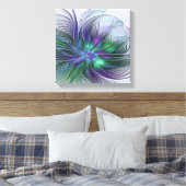 Toile Fleur Abstraite Moderne Art Fractal Vert Violet (Insitu(Chambre))