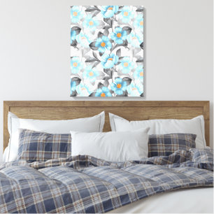 Toile Fleur Aquarelle Bleue - Floral Botanique