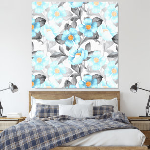 Toile Fleur Aquarelle Bleue - Floral Botanique