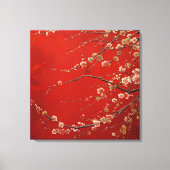 Toile Fleur asiatique de cerise sur l'Arrière - plan rou (Recto)