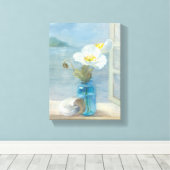 Toile Fleur blanche dominant la mer (Insitu (Plancher de Bois))