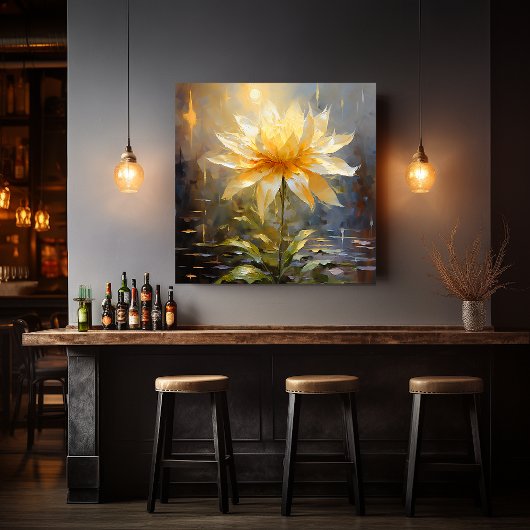 Toile Fleur blanche/jaune