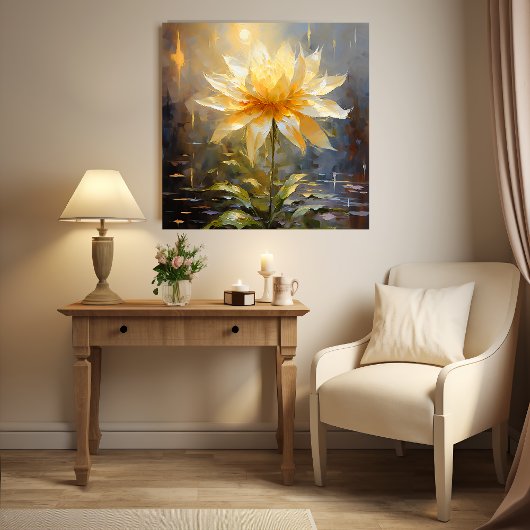 Toile Fleur blanche/jaune