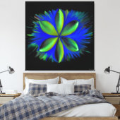 Toile Fleur Bleue et Verte Abstraite (Insitu(Chambre))
