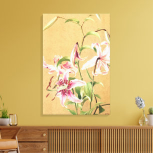 Toile Fleur Botanique d'Art de Lys Oriental Rose Vintage
