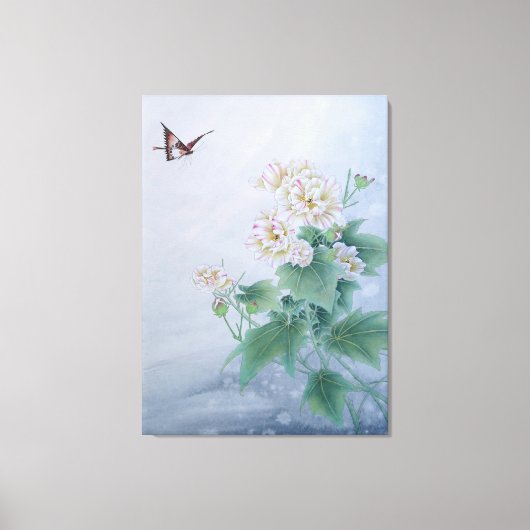 Toile Fleur chinoise avec papillon (Recto)