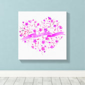 Toile Fleur coeur rose violet nom aquarelle art (Insitu (Plancher de Bois))