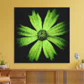 Toile Fleur Cosmos Vert sur Noir (Insitu(Salon))