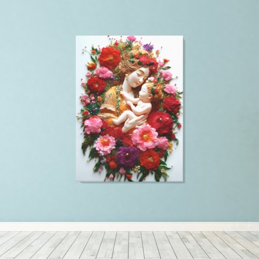 Toile Fleur dans la dévotion déesse et bébé (Insitu (Plancher de Bois))