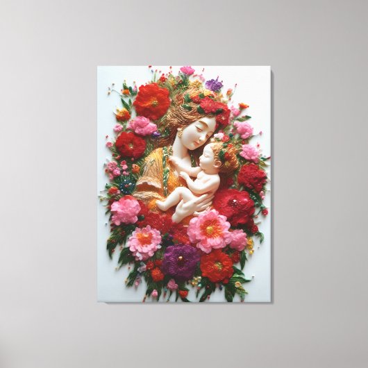 Toile Fleur dans la dévotion déesse et bébé (Recto)