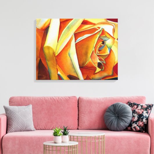 Toile Fleur d'art d'aquarelle rose jaune (Insitu(Salon))