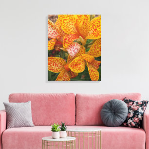 Toile Fleur de Canna Lily jaune avec taches rouges Flora