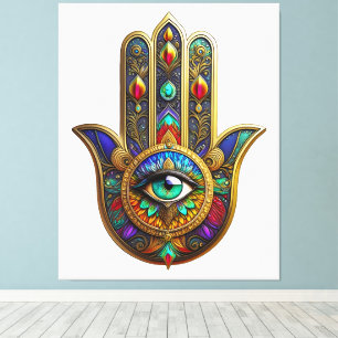 Toile Fleur de couleur de paon Pétales de Hamsa Troisièm