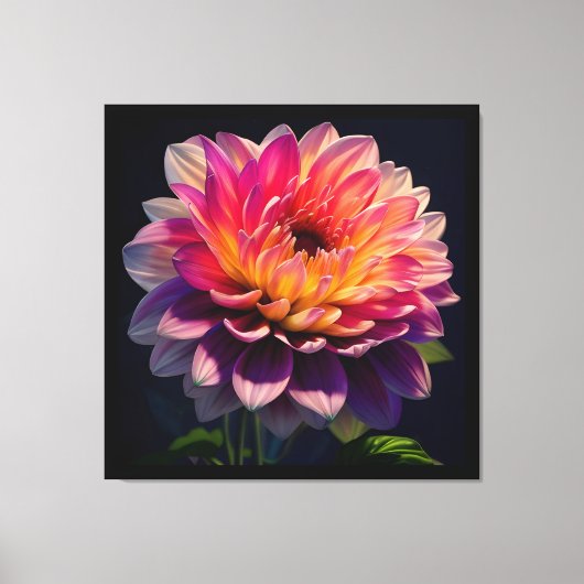 Toile Fleur de dahlia rose et orange chaud (Recto)