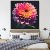 Toile Fleur de dahlia rose et orange chaud (Insitu(Chambre))