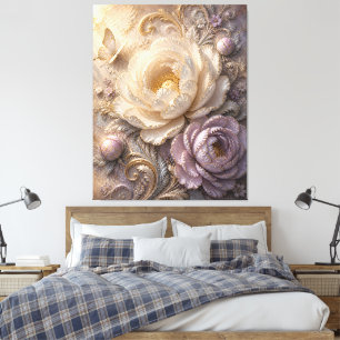Toile Fleur de givre élégante au clair de lune   Fleur e