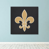 Toile Fleur de Lis Gold avec contour blanc et noir (Insitu (Plancher de Bois))