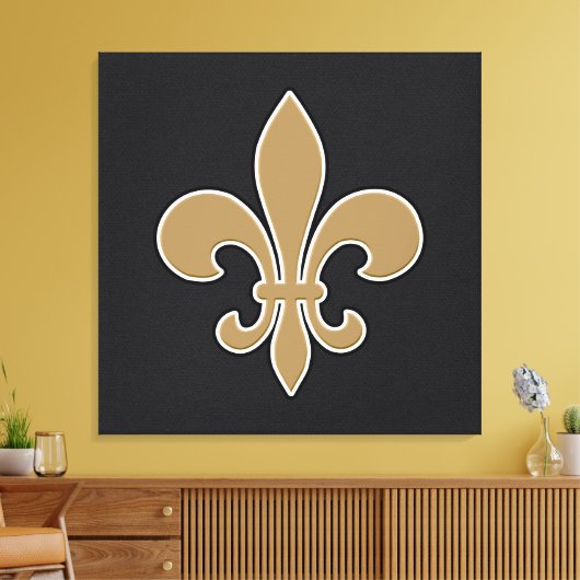 Toile Fleur de Lis Gold avec contour blanc et noir (Insitu(Salon))