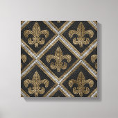 Toile Fleur-de-lis mosaic tile pattern black and gold (Recto)