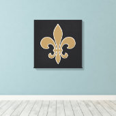Toile Fleur de Lis Or avec Contour Blanc et Noir (Insitu (Plancher de Bois))