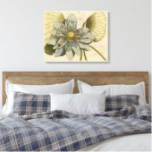 Toile Fleur de Lotus Bleu sur Arrière - plan Tan avec éc (Insitu(Chambre))