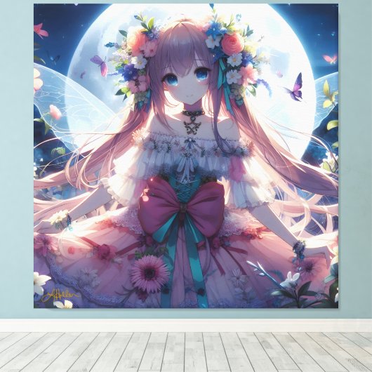 Toile Fleur de lune d'Anime (Insitu (Plancher de Bois))