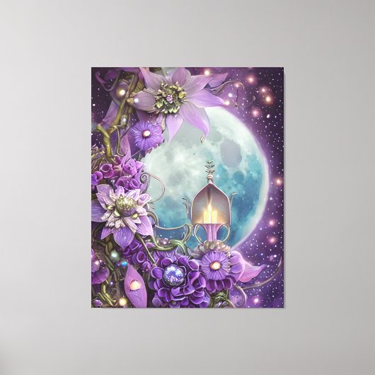 Toile Fleur de lune violette Imaginaire détaillée (Recto)