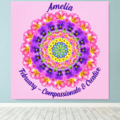 Toile Fleur de naissance de février Personnalisé Mandala (Insitu (Plancher de Bois))