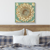 Toile Fleur de tournesol sur Arrière - plan bleu-vert (Insitu(Chambre))